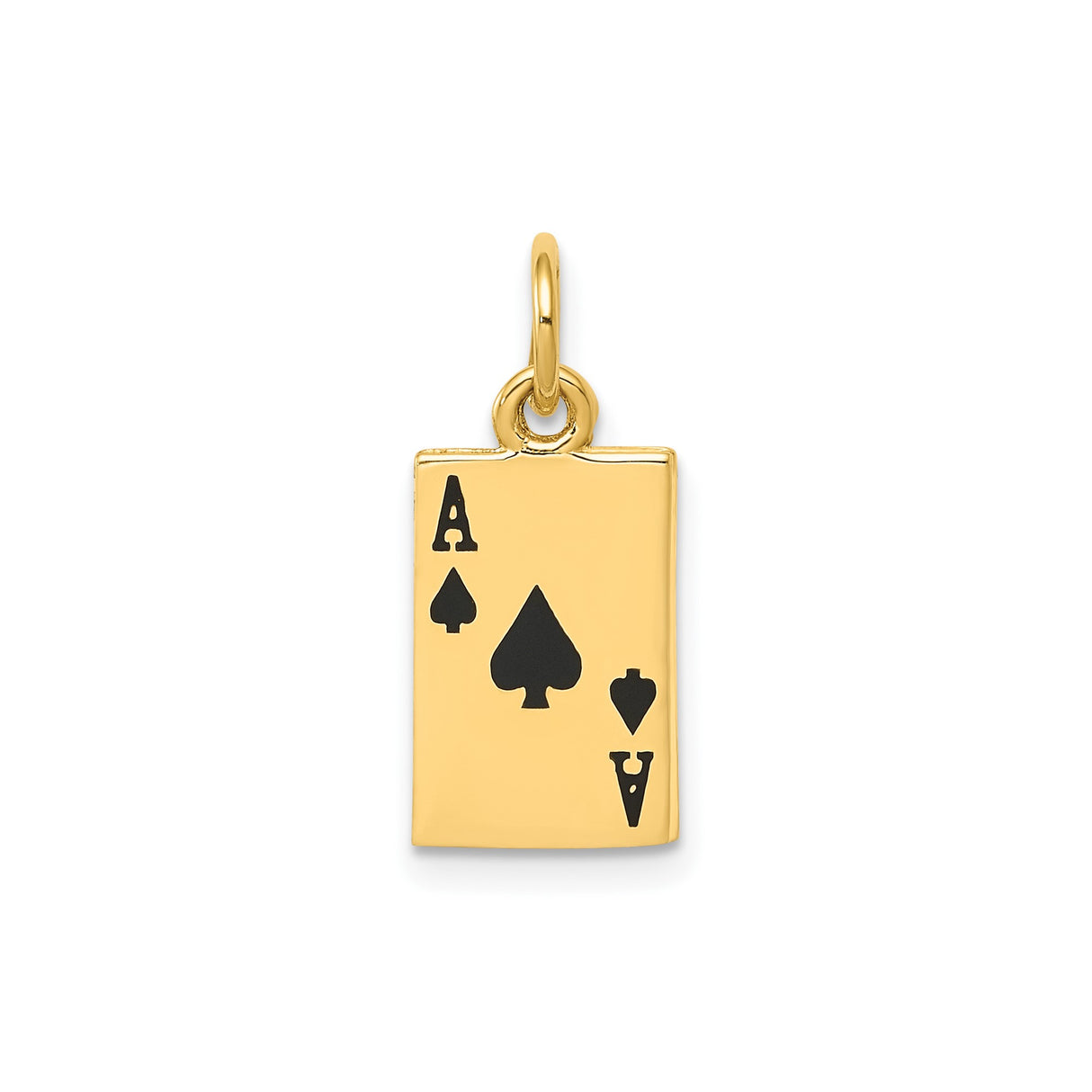 14k Yellow Gold Ace of Spades Pendant, Casino Style Playing Card Charm for Men or Unisex