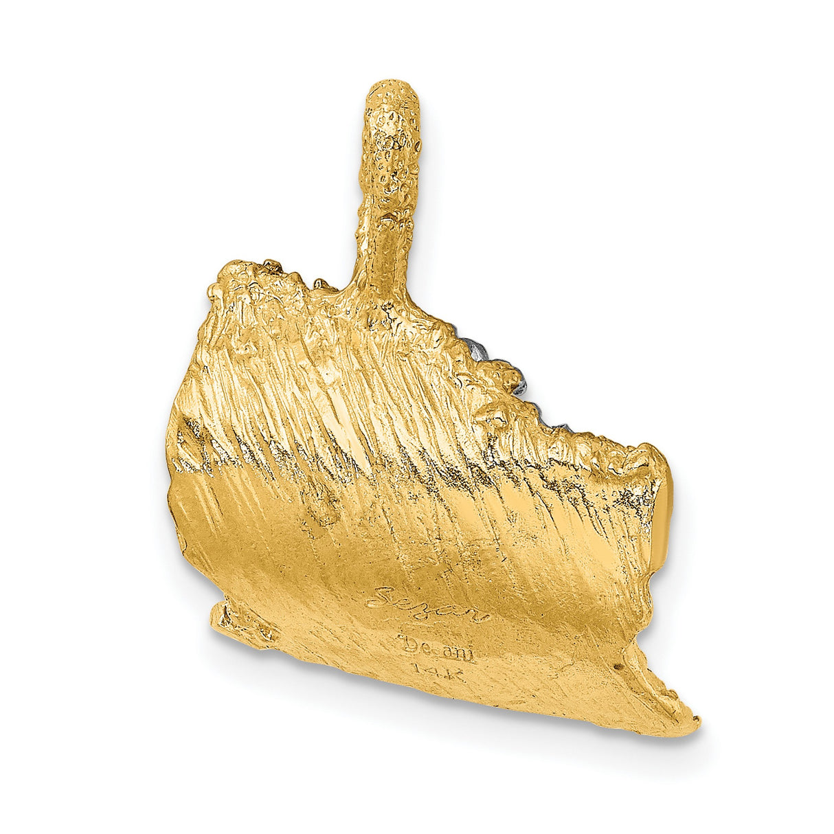 14k Multi-Tone Gold Surfer Pendant with Rhodium Finish, Ocean Wave Charm for Men