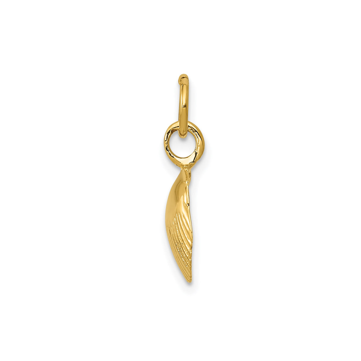 14k Yellow Gold Scallop Shell Pendant, Polished Ribbed Charm, Camino de Santiago Theme