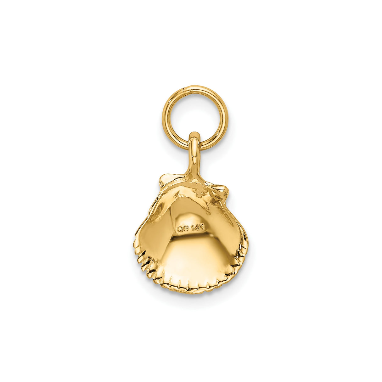 14k Yellow Gold Scallop Shell Pendant, Polished Ribbed Charm, Camino de Santiago Theme