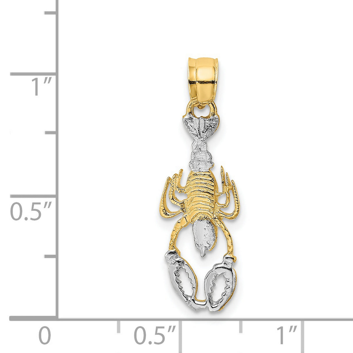 14k Two-Tone Gold Scorpion Pendant with Detailed Claws and Body, Zodiac Symbol for Men or Unisex