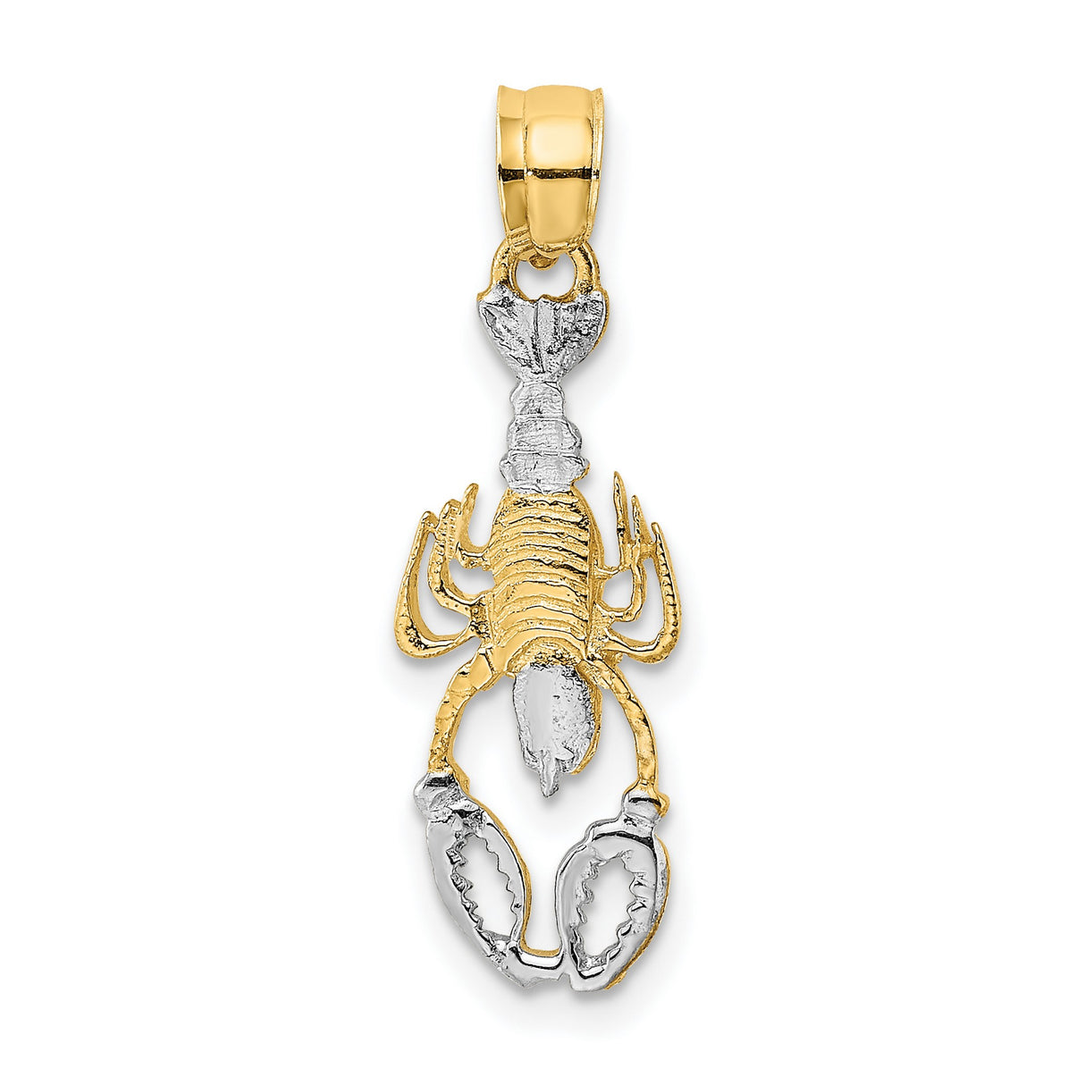 14k Two-Tone Gold Scorpion Pendant with Detailed Claws and Body, Zodiac Symbol for Men or Unisex