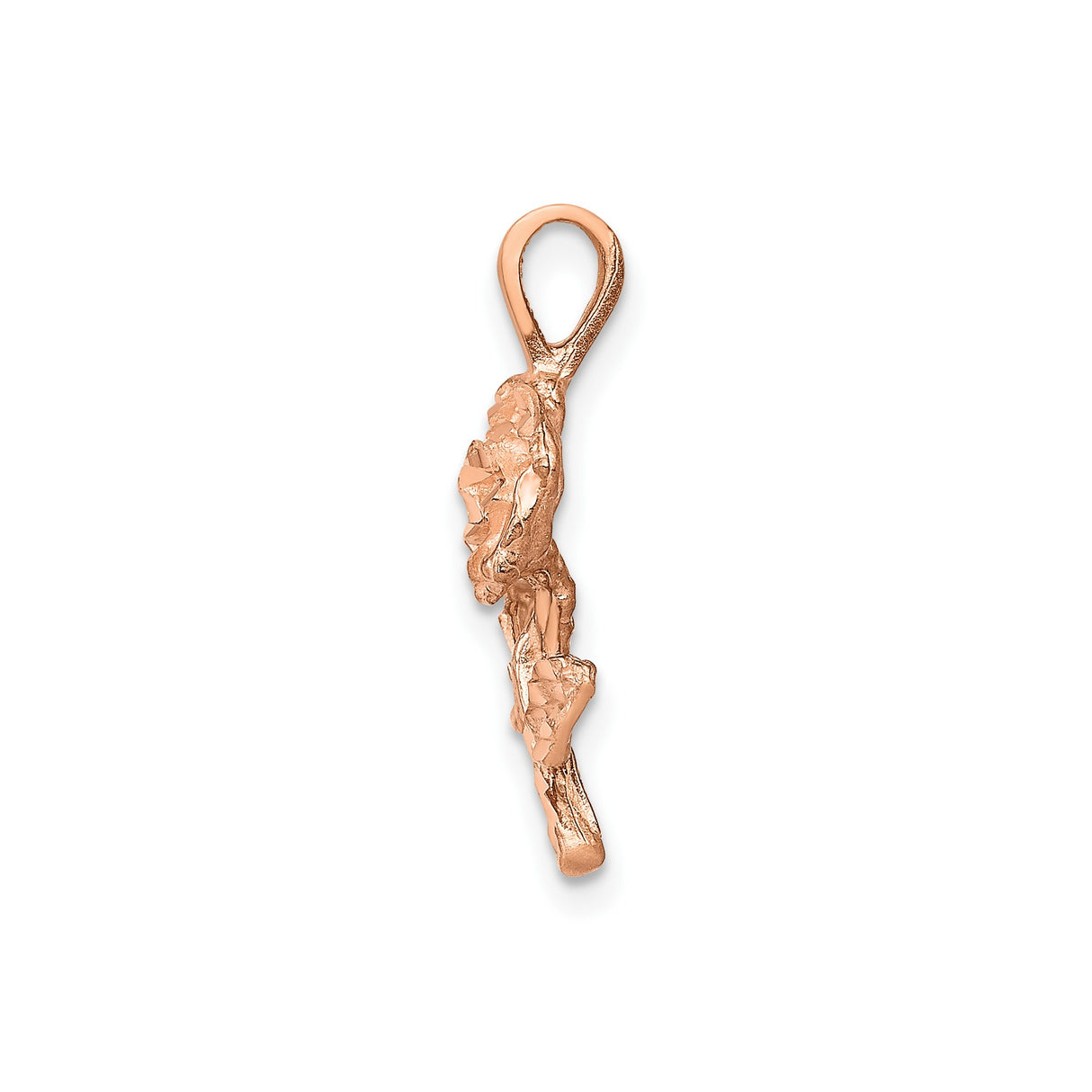 14k Rose Gold Rose Pendant with Leaf Design, Romantic Floral Charm for Women