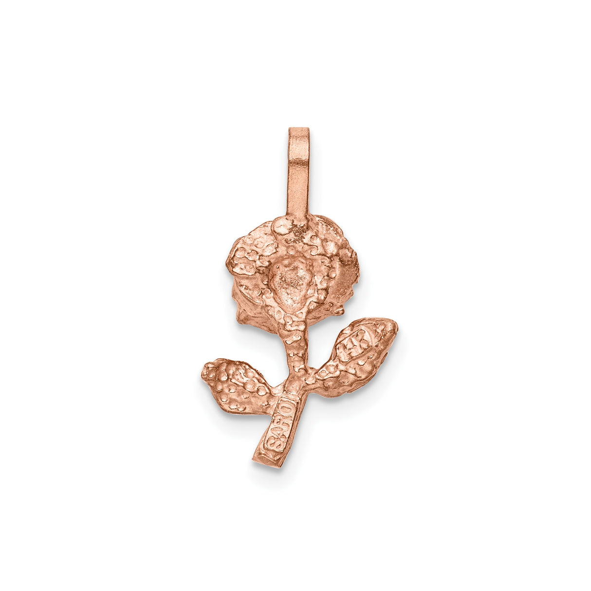 14k Rose Gold Rose Pendant with Leaf Design, Romantic Floral Charm for Women