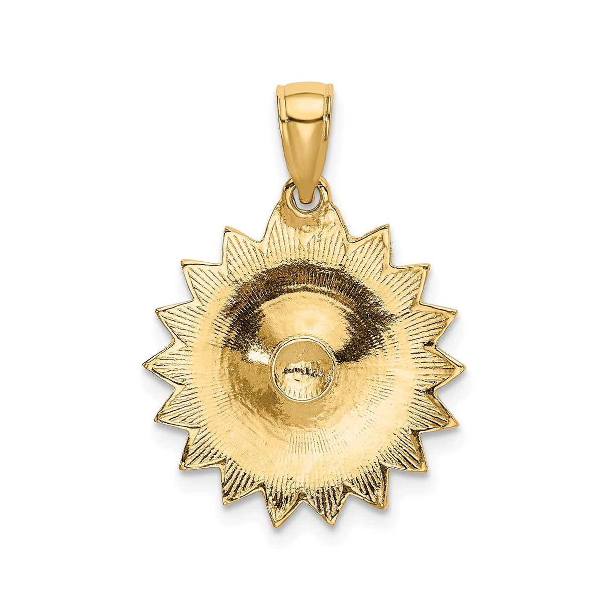 14k Yellow Gold Pendant with White Enamel Daisy Flower Design, Nature-Inspired Charm for Women