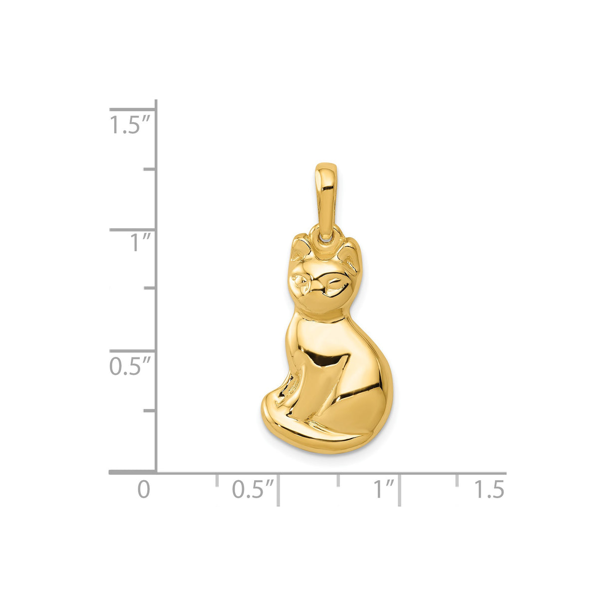 14k Yellow Gold Cat Pendant, Minimalist Feline Silhouette with Open Back Design for Women