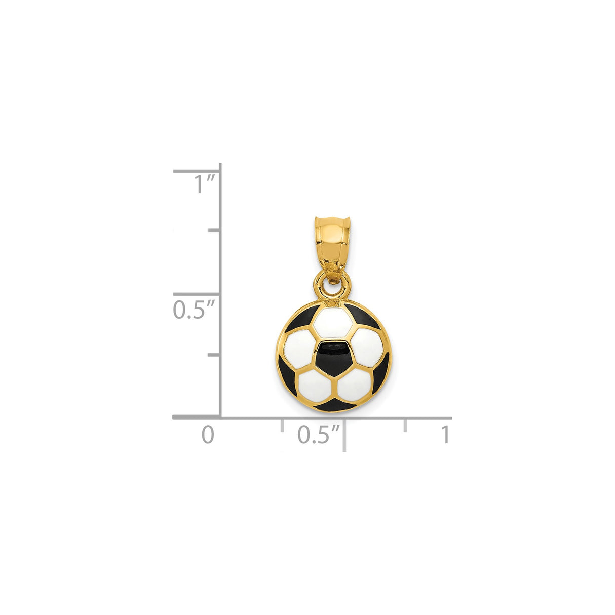 14k Yellow Gold Soccer Ball Pendant with Black and White Enamel, Unisex Sports Charm