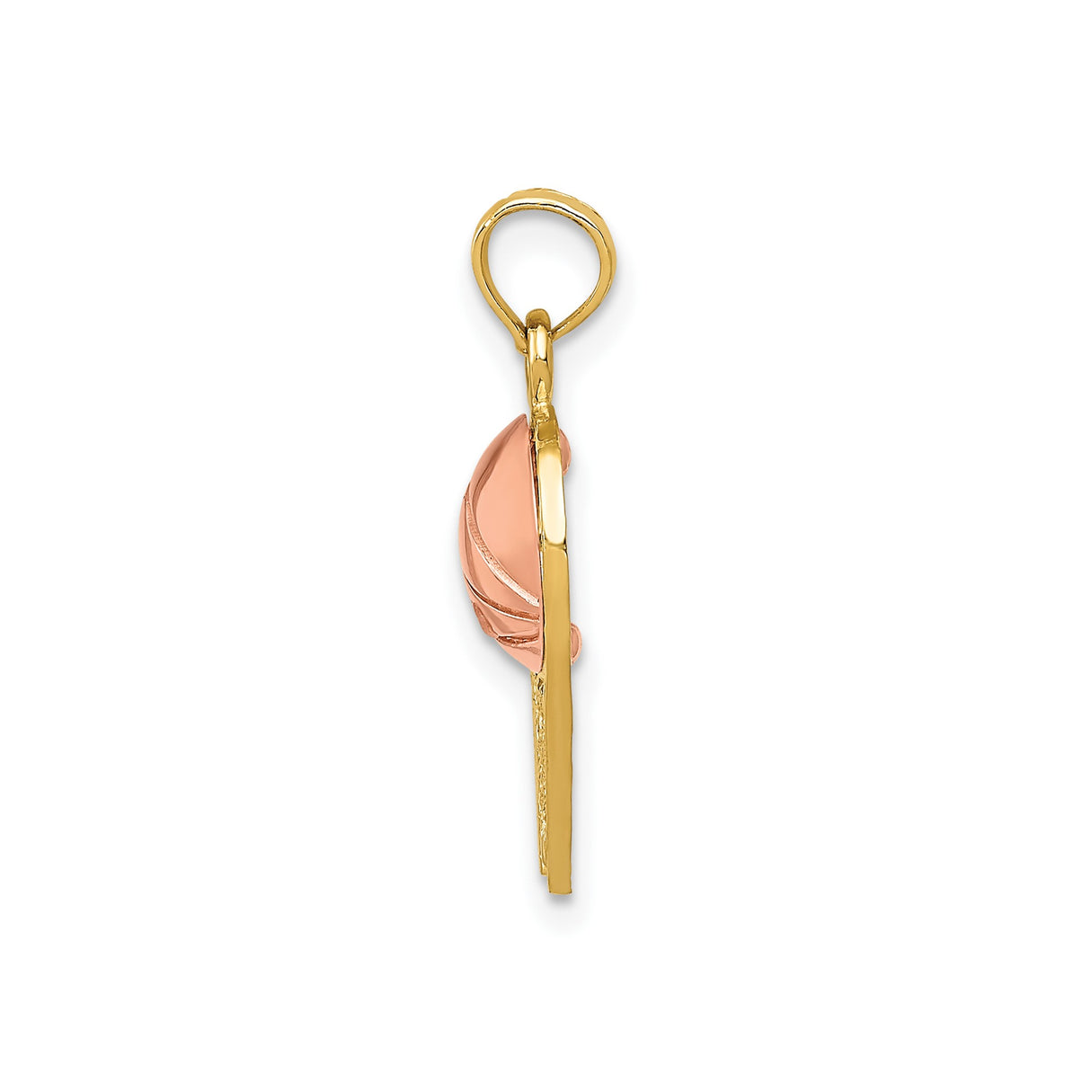 14k Two-Tone Gold Basketball Pendant with Rose Gold Ball and Yellow Gold Net