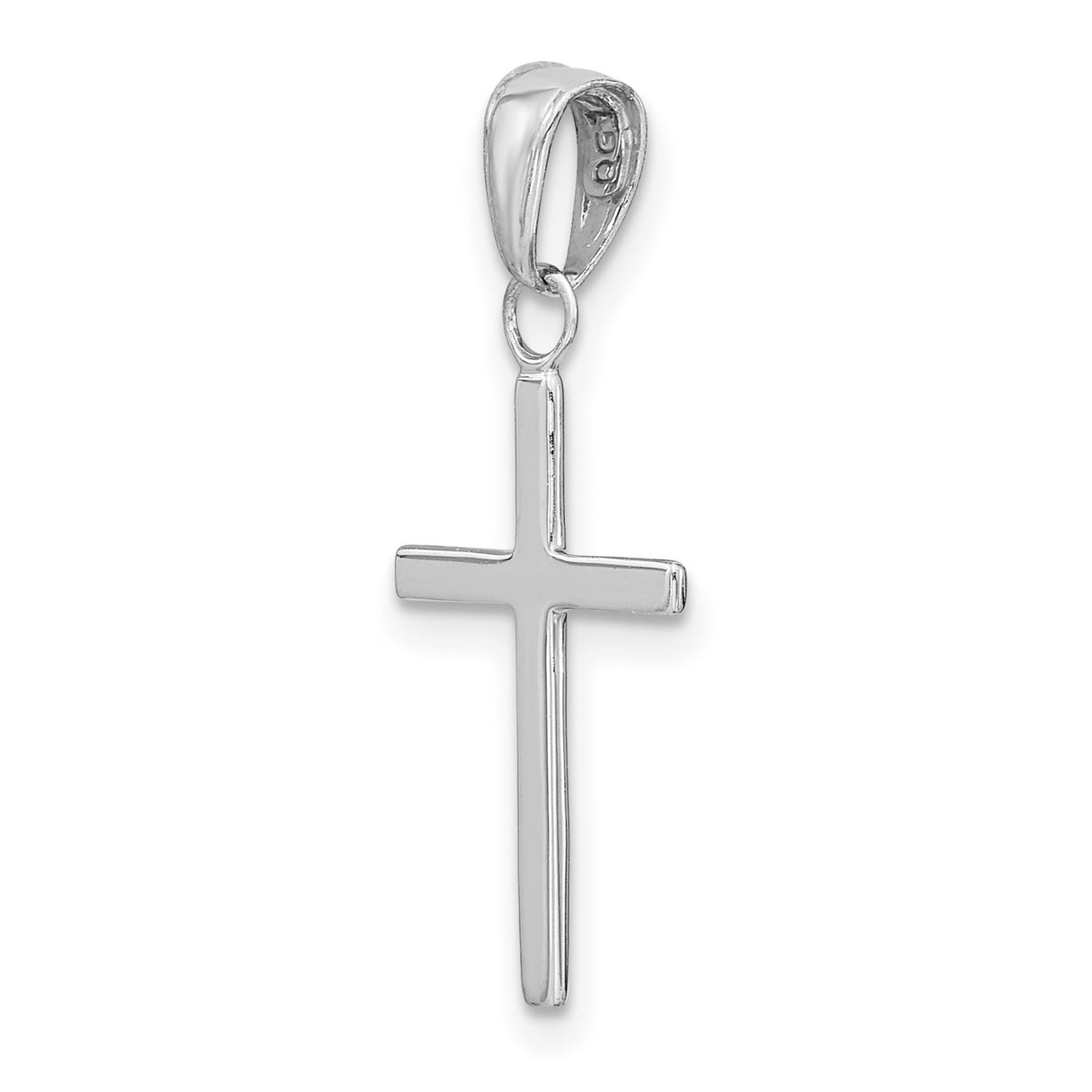 14k White Gold Cross Pendant with Mirror Finish, Modern Minimalist Faith Design