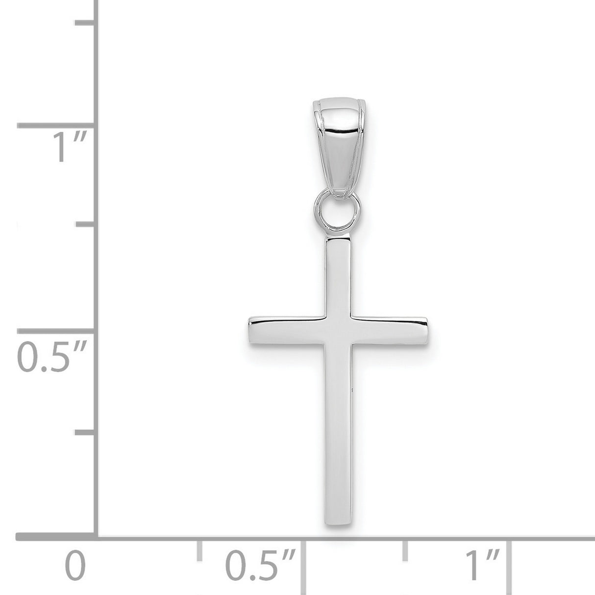 14k White Gold Cross Pendant with Mirror Finish, Modern Minimalist Faith Design