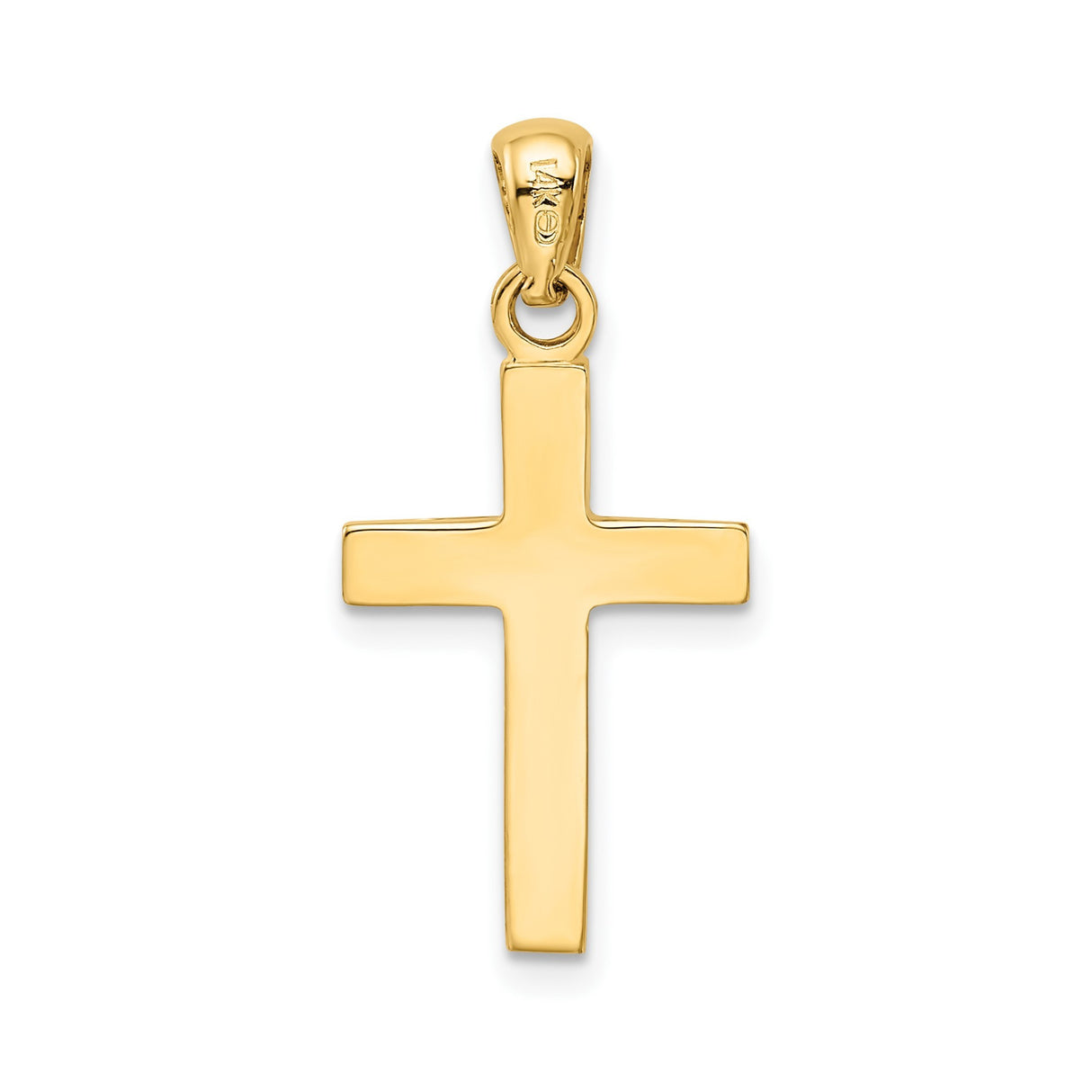14k Two-Tone Gold Latin Cross Pendant with High Polish Finish, Modern Religious Design