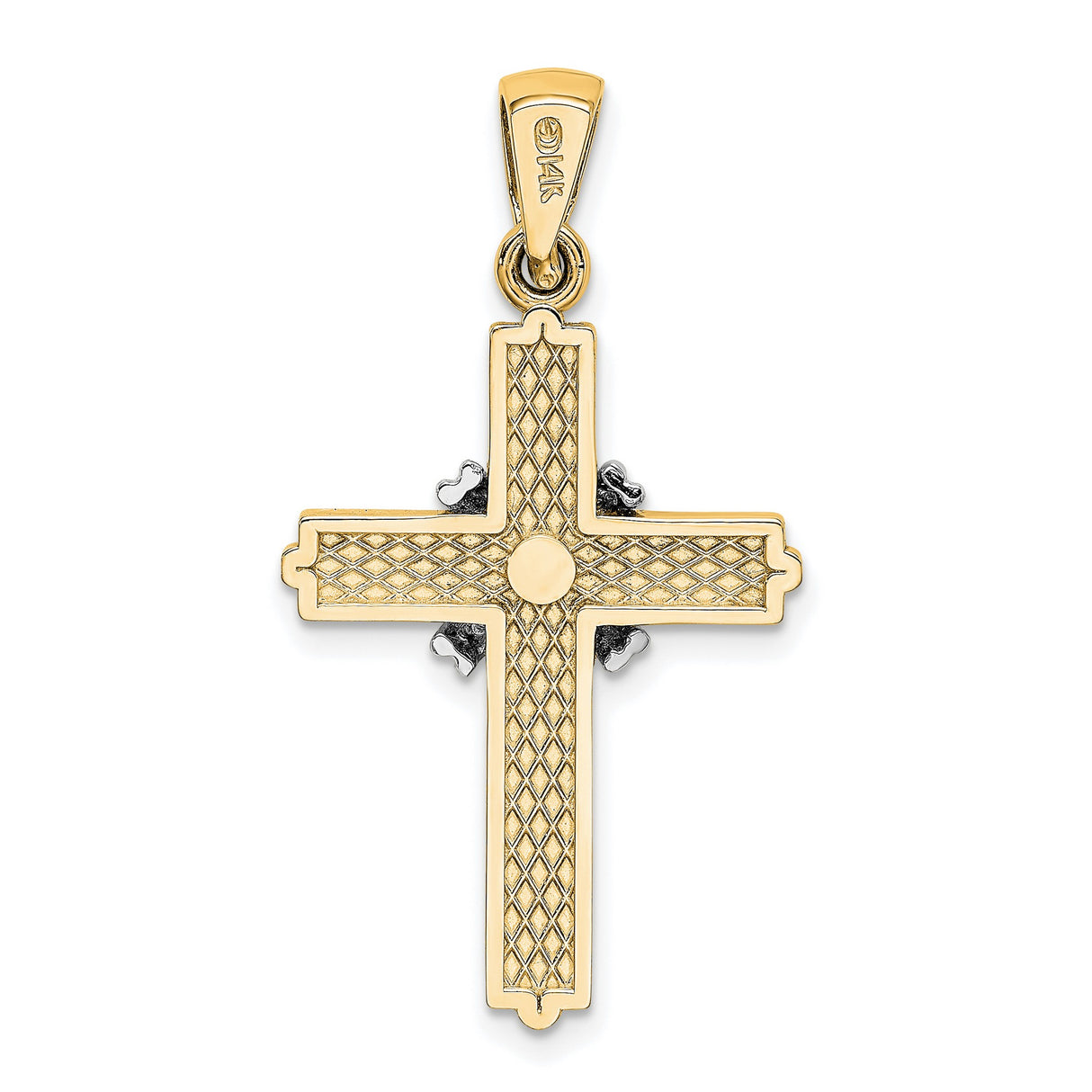 14k Two-Tone Gold Cross Pendant, Polished Finish, Modern Religious Symbol for Men and Women