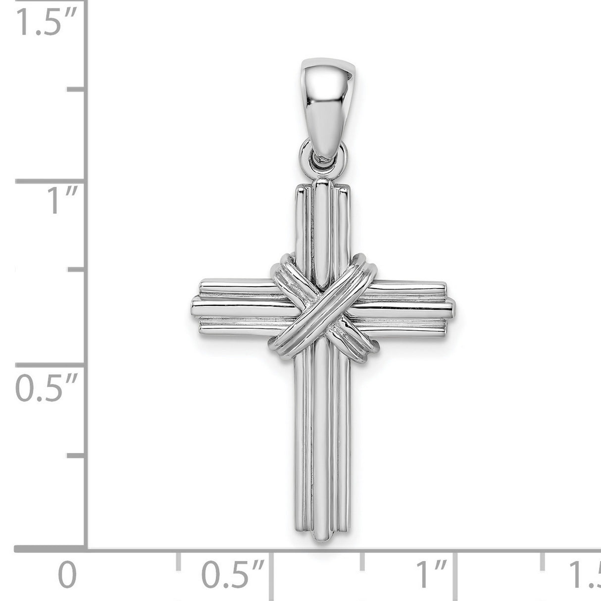 14k White Gold Cross Pendant with Wrapped Design, Religious Minimalist Charm for Men and Women