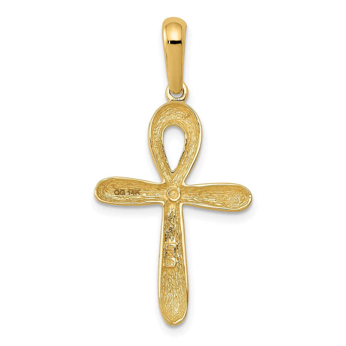 14k Yellow Gold Ankh Cross Pendant, Minimal Egyptian Symbol of Faith and Eternal Life