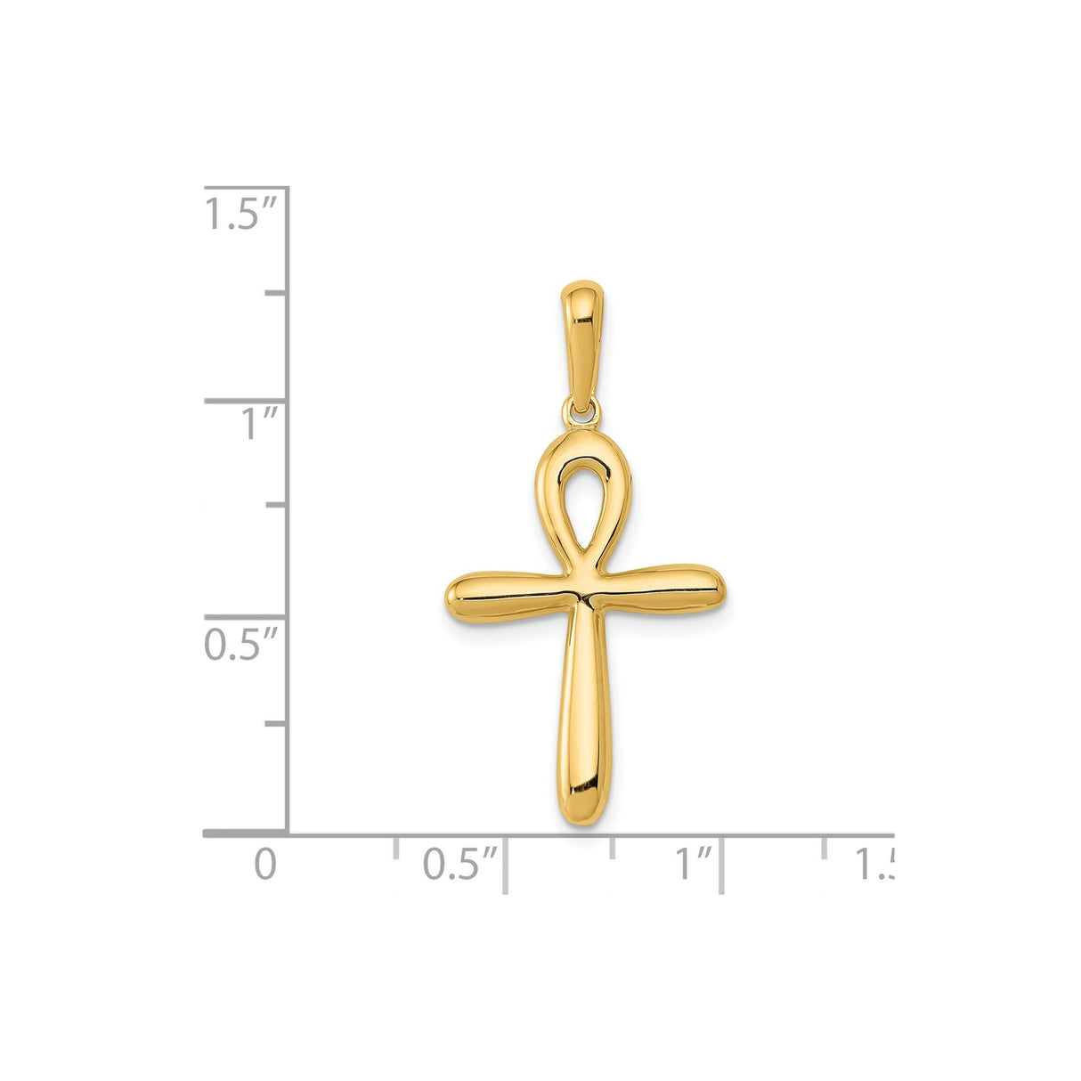 14k Yellow Gold Ankh Cross Pendant, Minimal Egyptian Symbol of Faith and Eternal Life
