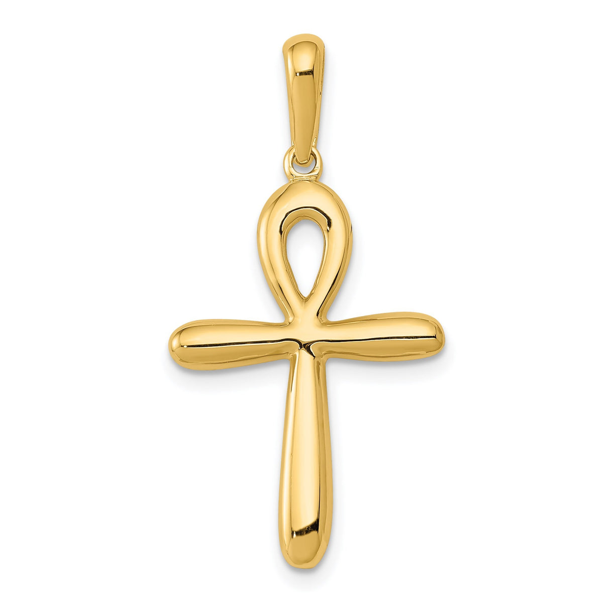 14k Yellow Gold Ankh Cross Pendant, Minimal Egyptian Symbol of Faith and Eternal Life