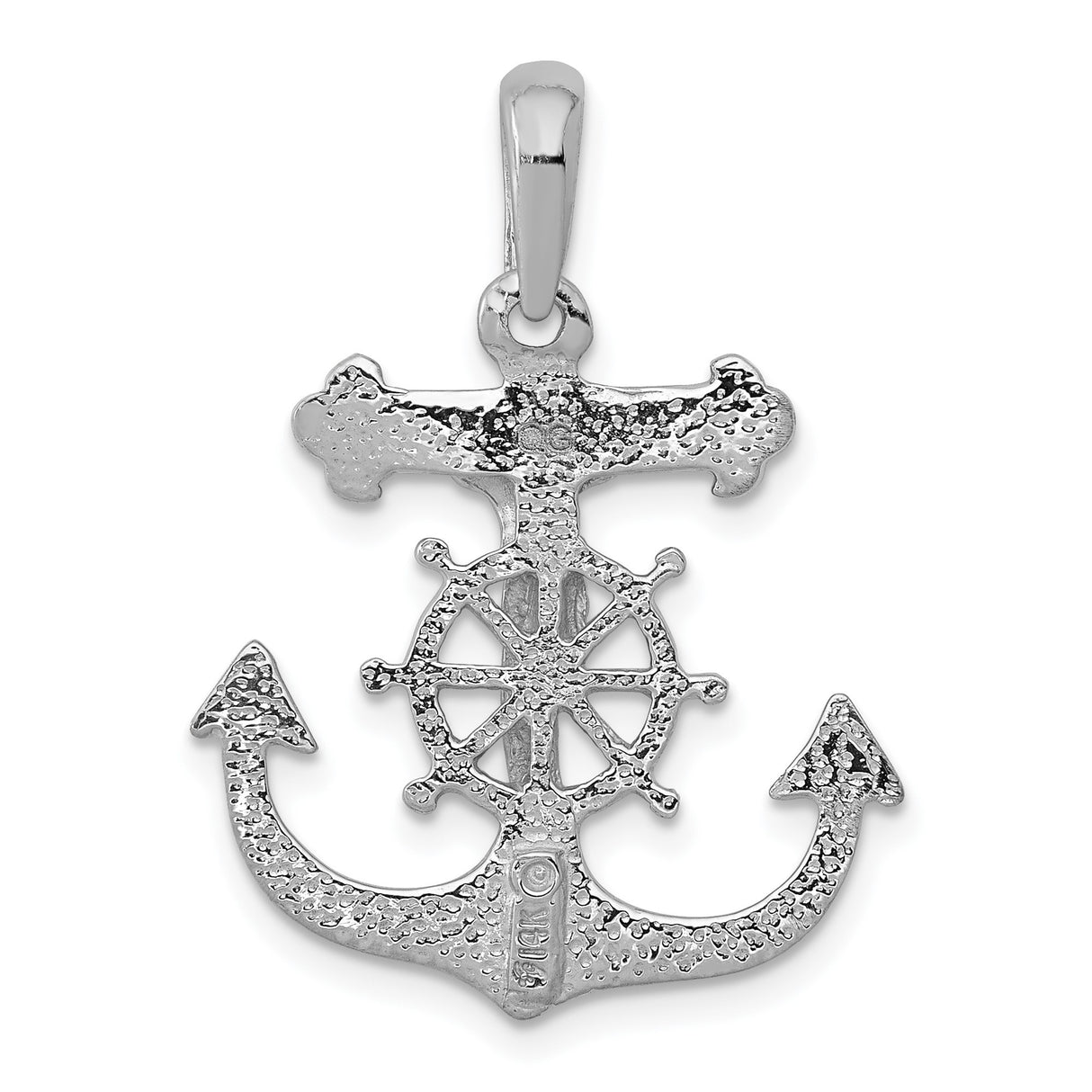 14k White Gold Anchor Cross Pendant, Nautical Religious Charm for Men and Women