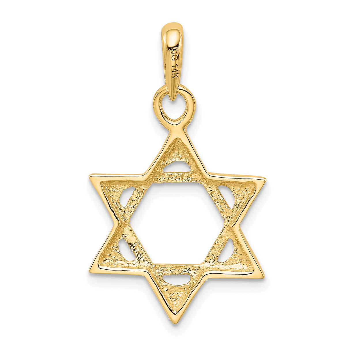 14k Yellow Gold Star of David Pendant, Cutout Hexagram Spiritual Charm for Women or Unisex