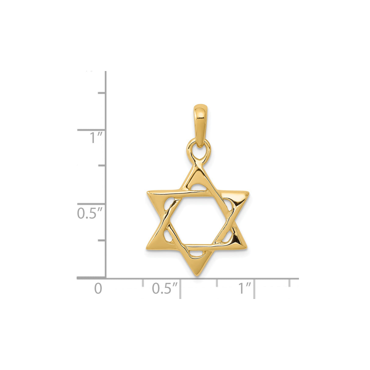 14k Yellow Gold Star of David Pendant, Cutout Hexagram Spiritual Charm for Women or Unisex