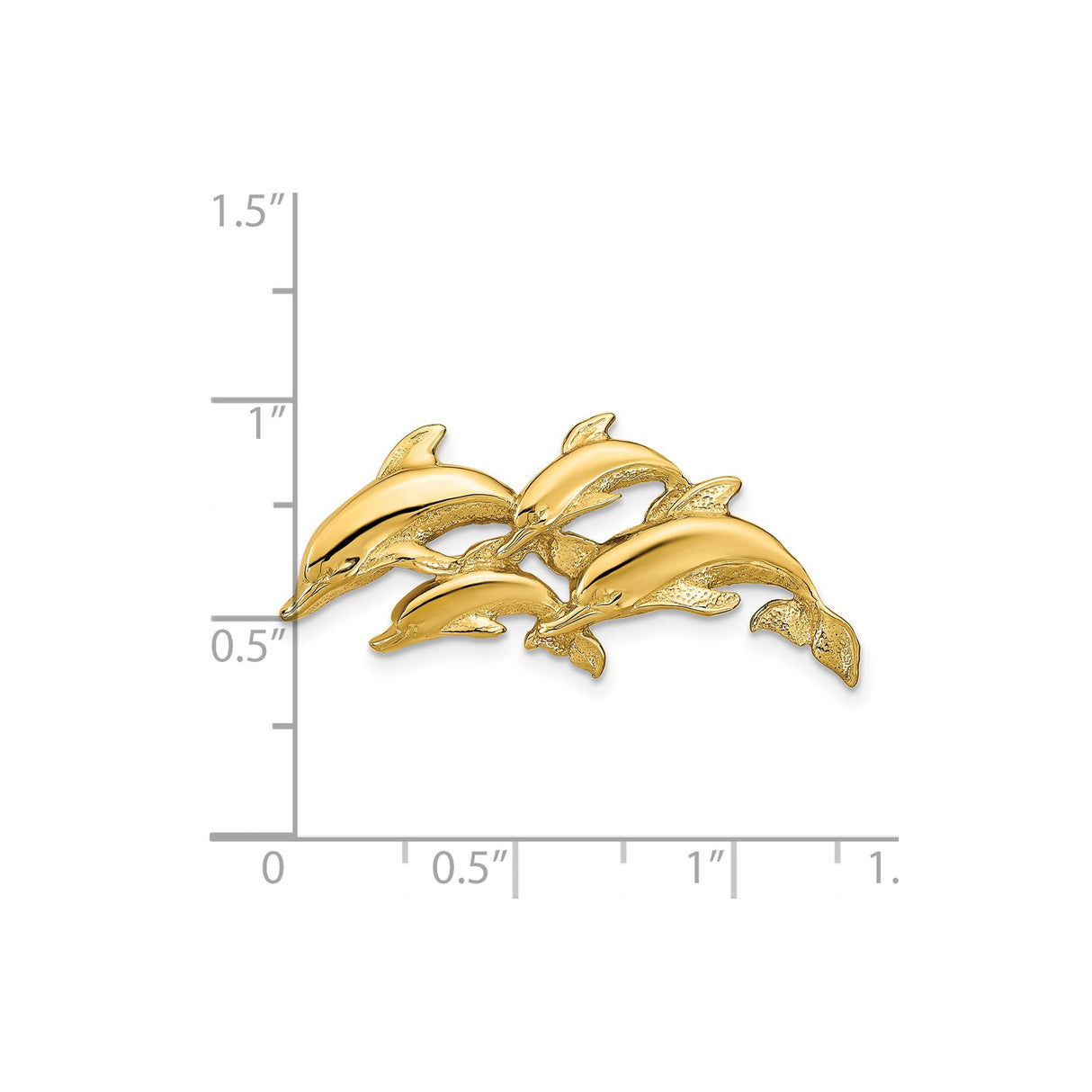 14k Yellow Gold Dolphin Brooch with Five Dolphins, Ocean Theme Animal Jewelry for Women