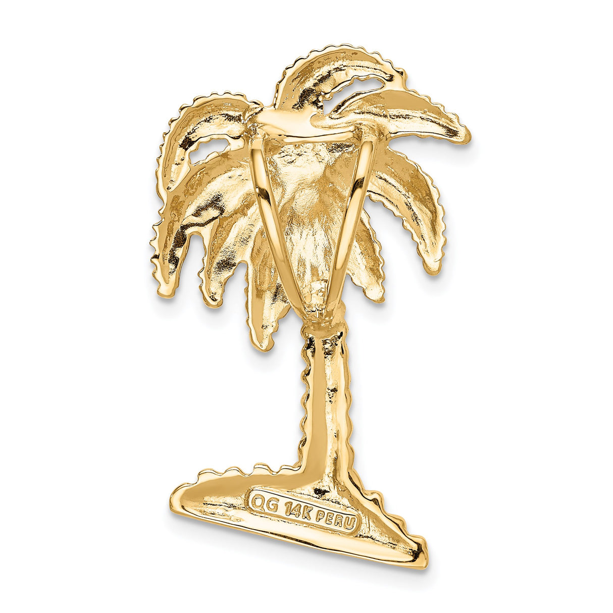 14k Yellow Gold Palm Tree Pendant, Tropical Beach Jewelry for Women or Unisex Wear