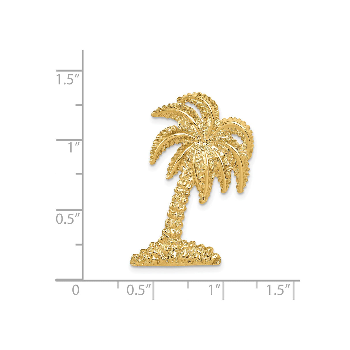14k Yellow Gold Palm Tree Pendant, Tropical Beach Jewelry for Women or Unisex Wear