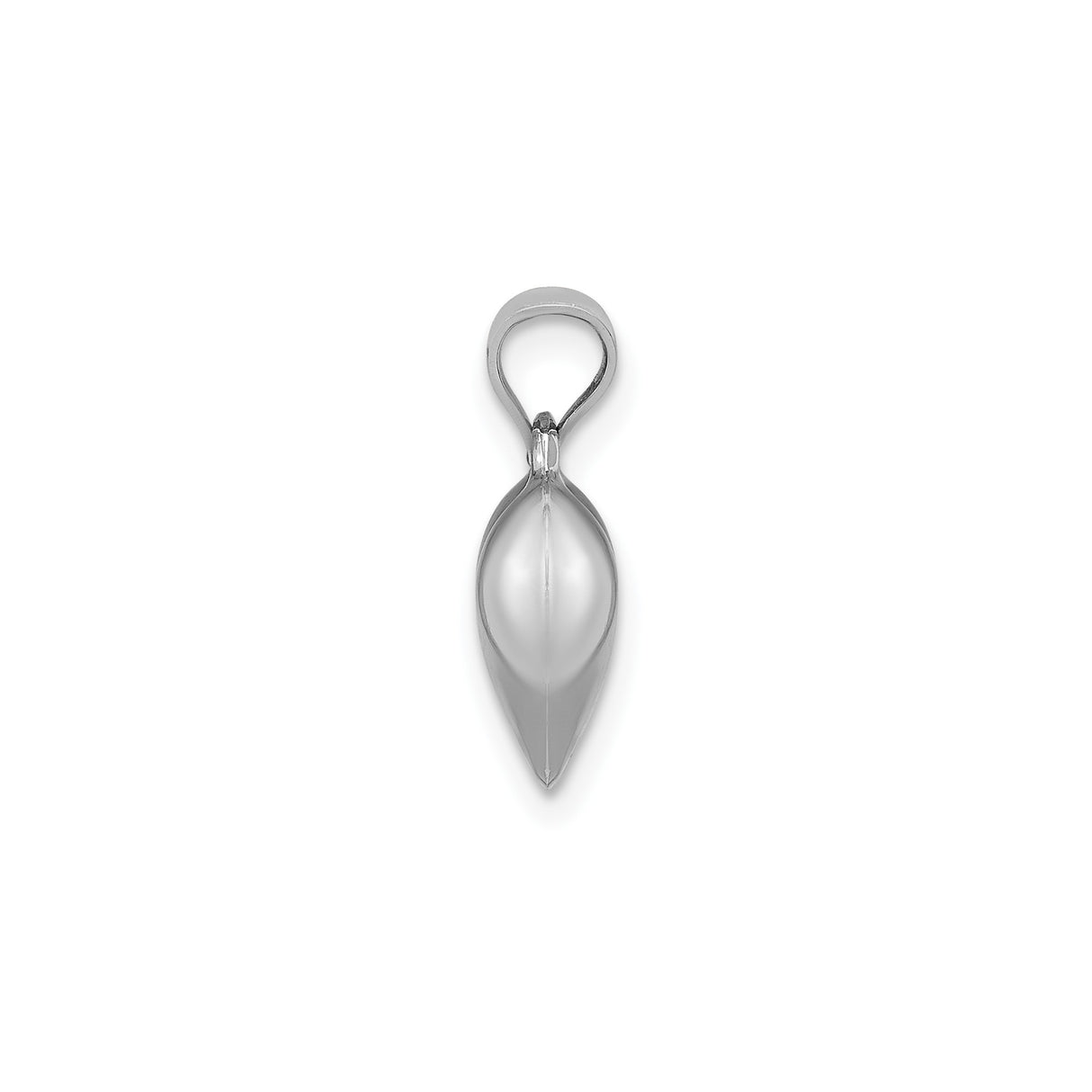 14k White Gold Heart Pendant, Polished Puffed Charm Design for Women