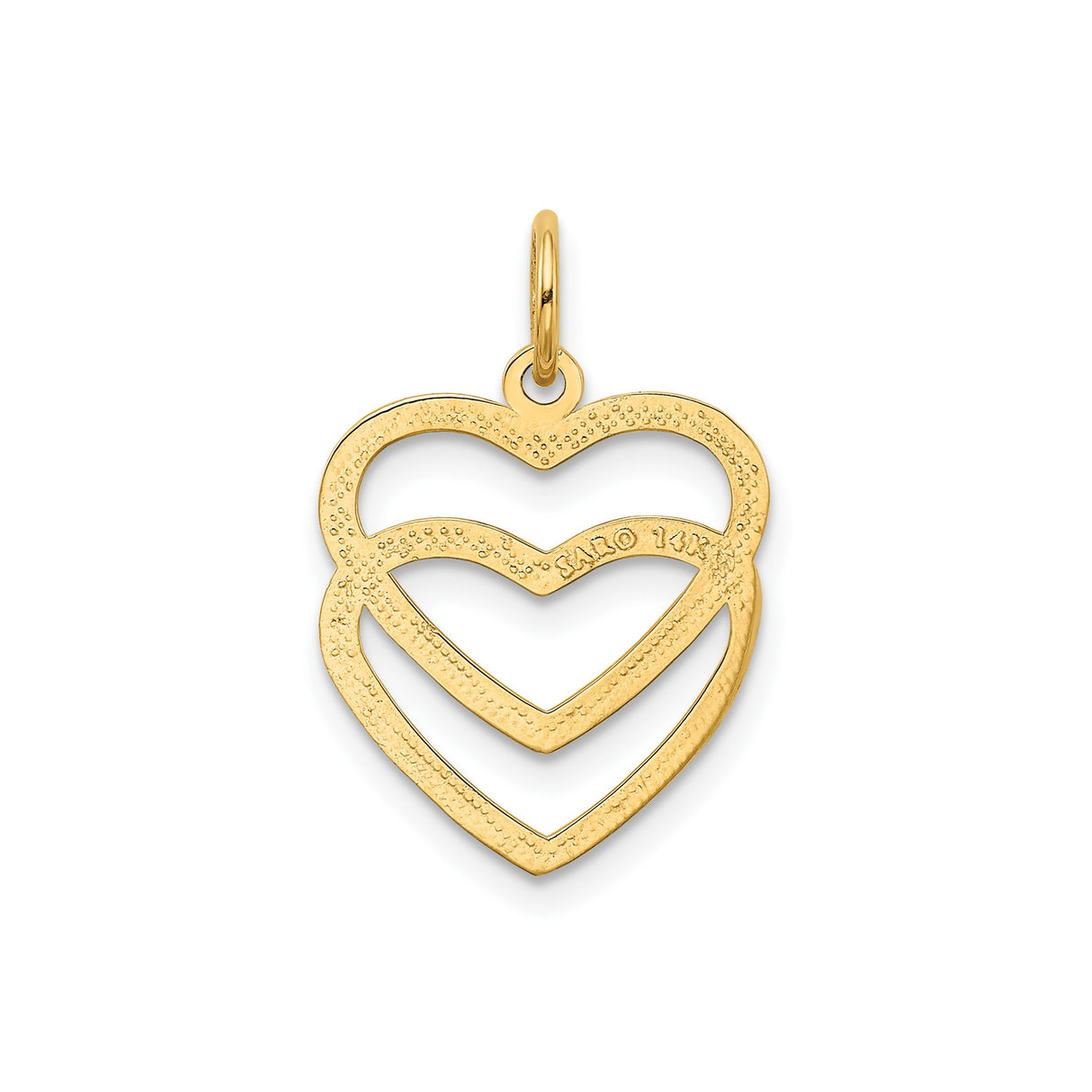 14k Yellow Gold Double Open Heart Pendant, Minimalist Romantic Jewelry for Women