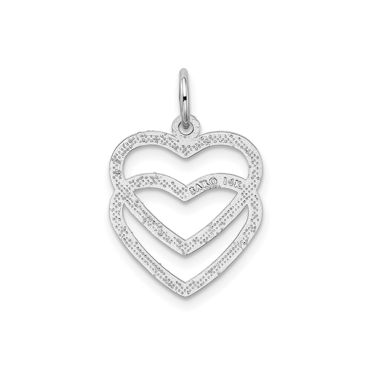 14k White Gold Double Open Heart Pendant, Minimalist Romantic Jewelry for Women