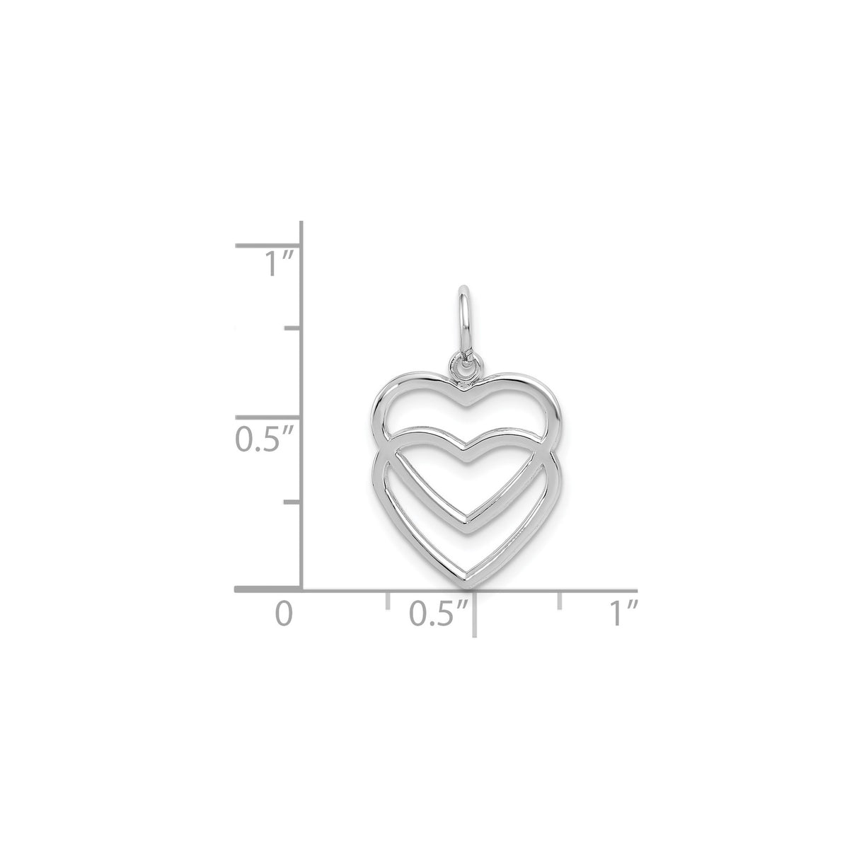 14k White Gold Double Open Heart Pendant, Minimalist Romantic Jewelry for Women