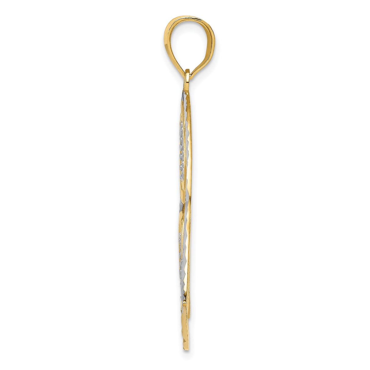 14k Multi-Tone Gold Heart Pendant with Rhodium Layered Hearts, Open Design