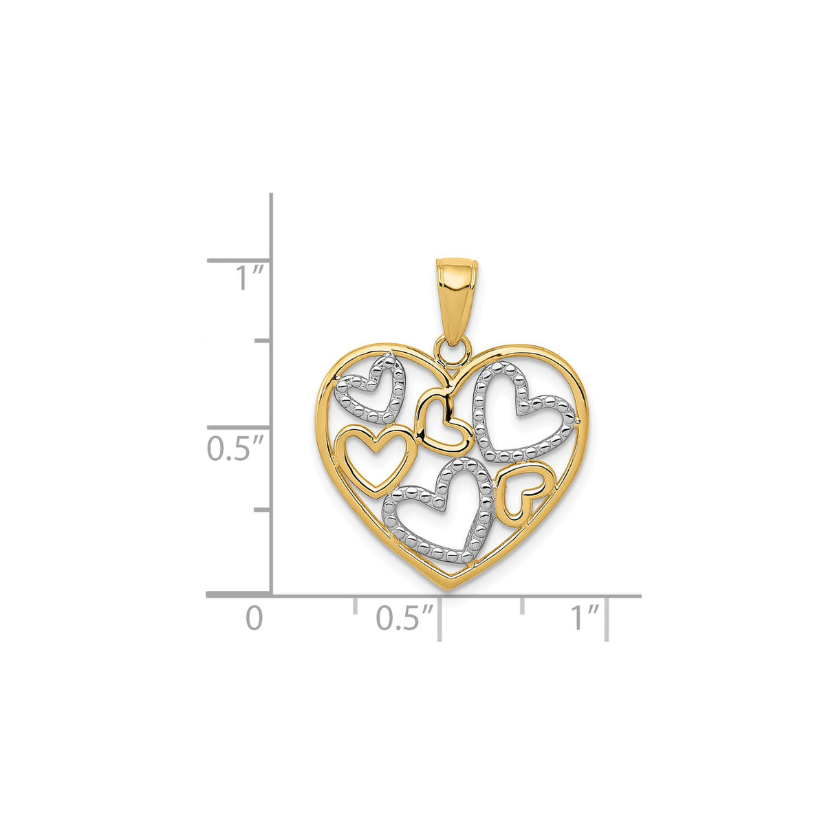 14k Two-Tone Gold Heart Pendant with Openwork Intertwined Design for Women