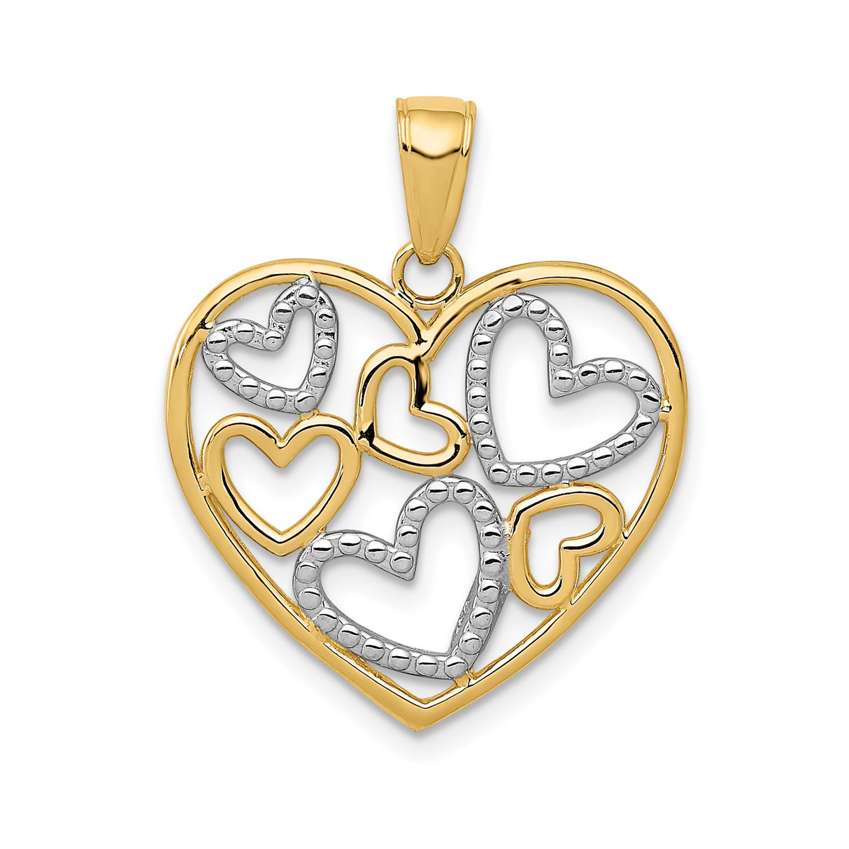 14k Two-Tone Gold Heart Pendant with Openwork Intertwined Design for Women