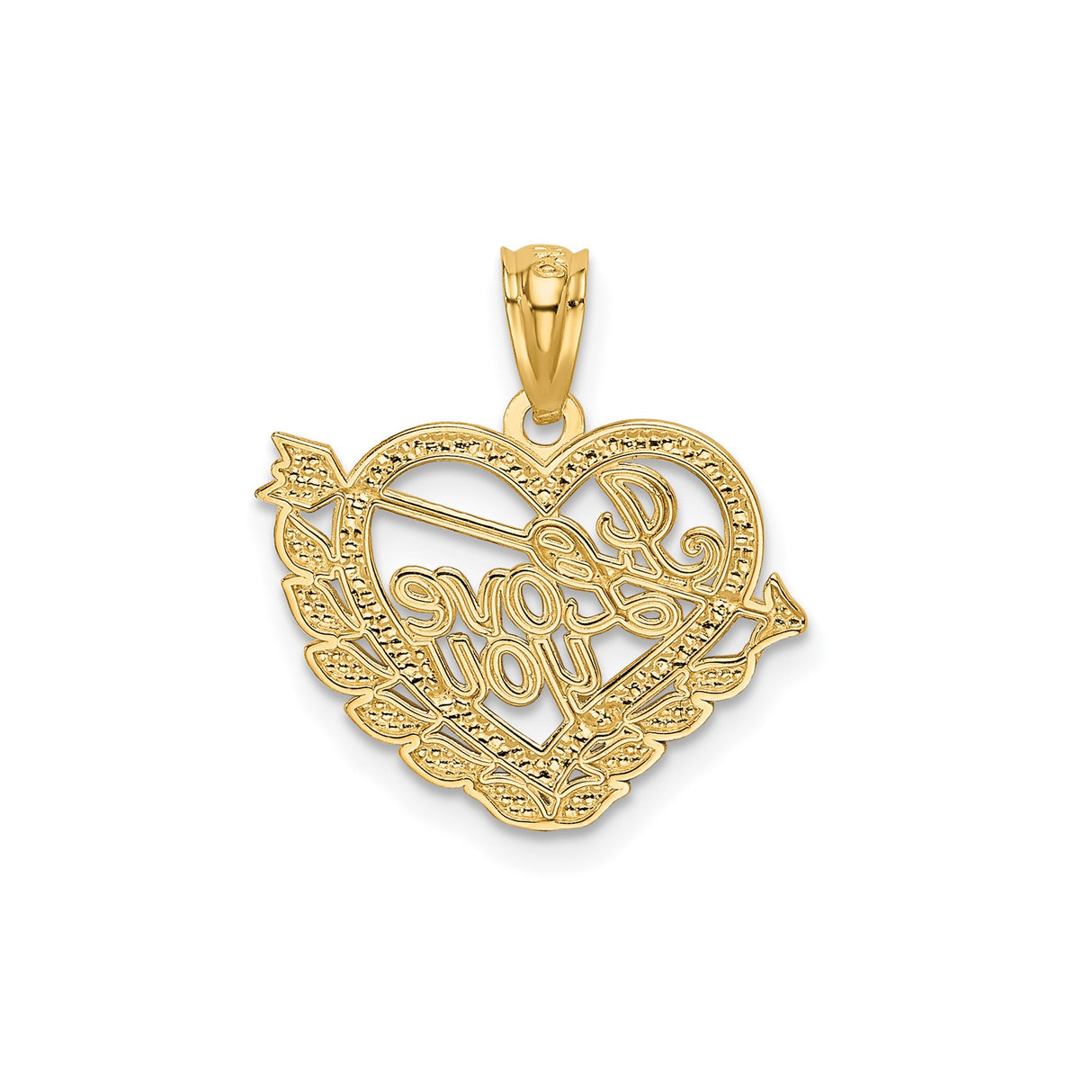 14k Multi-Tone Gold Heart Pendant with Rhodium Accents and Arrow Through Heart Design
