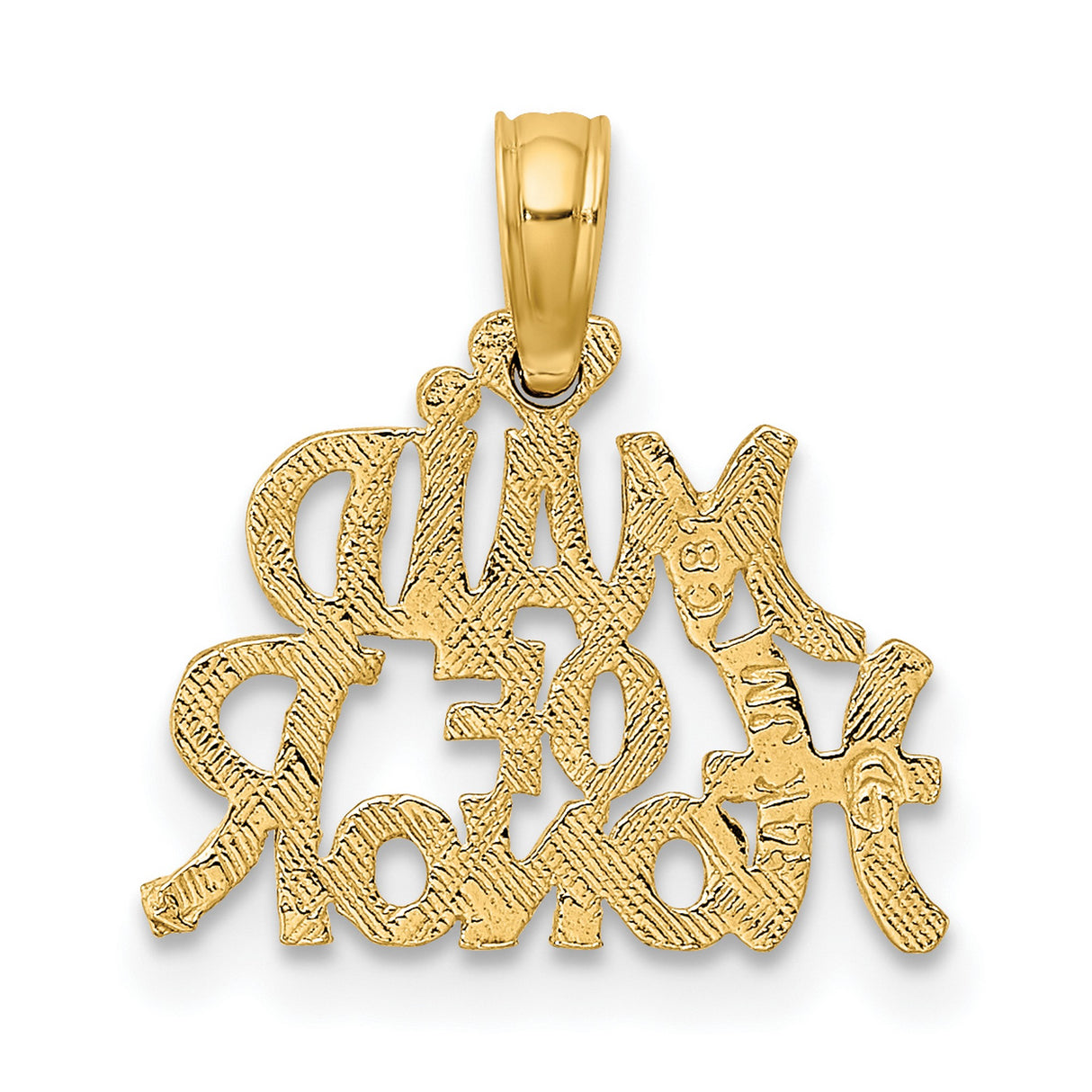 14k Yellow Gold Maid of Honor Pendant with Bold Stylized Text, Bridal Party Keepsake Charm