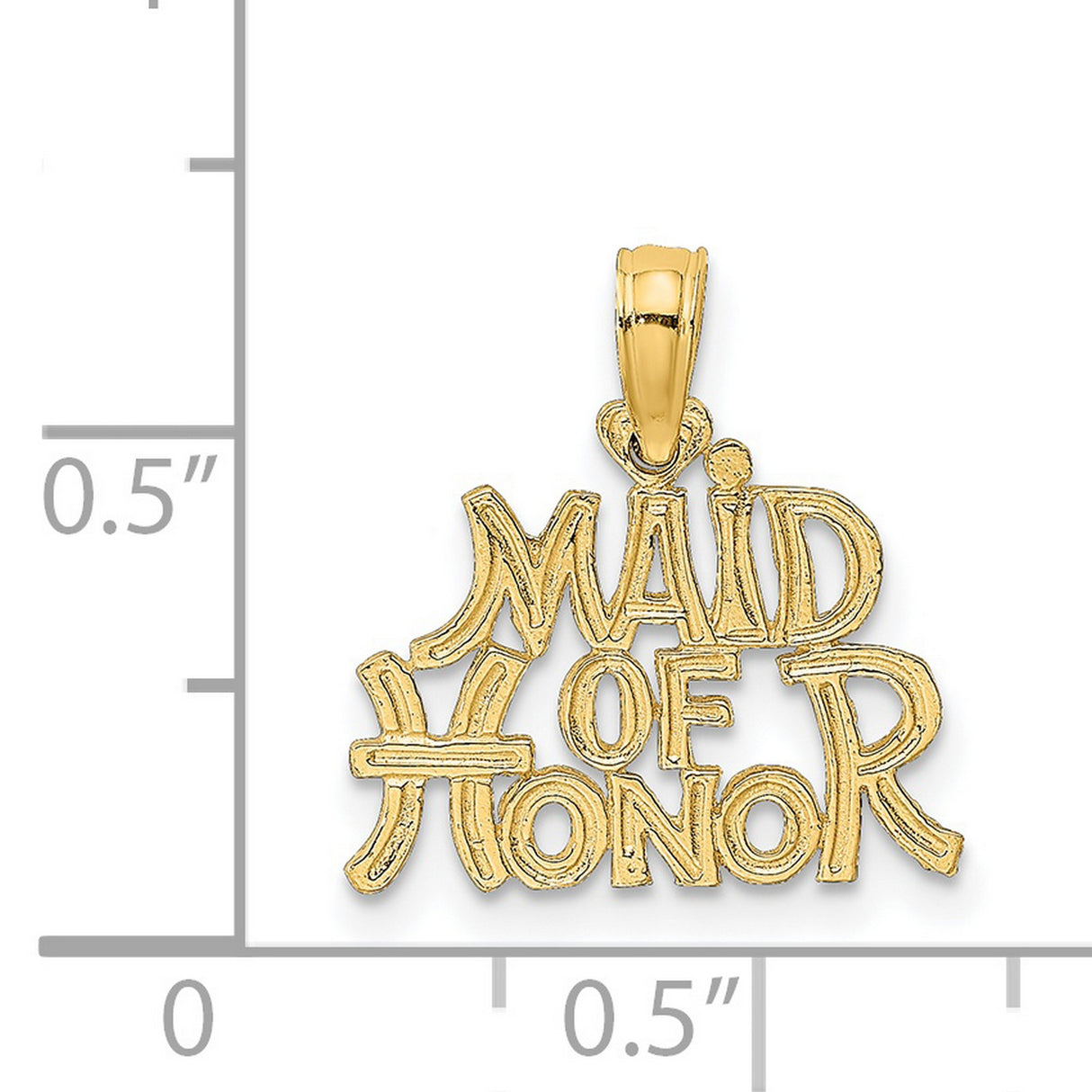 14k Yellow Gold Maid of Honor Pendant with Bold Stylized Text, Bridal Party Keepsake Charm