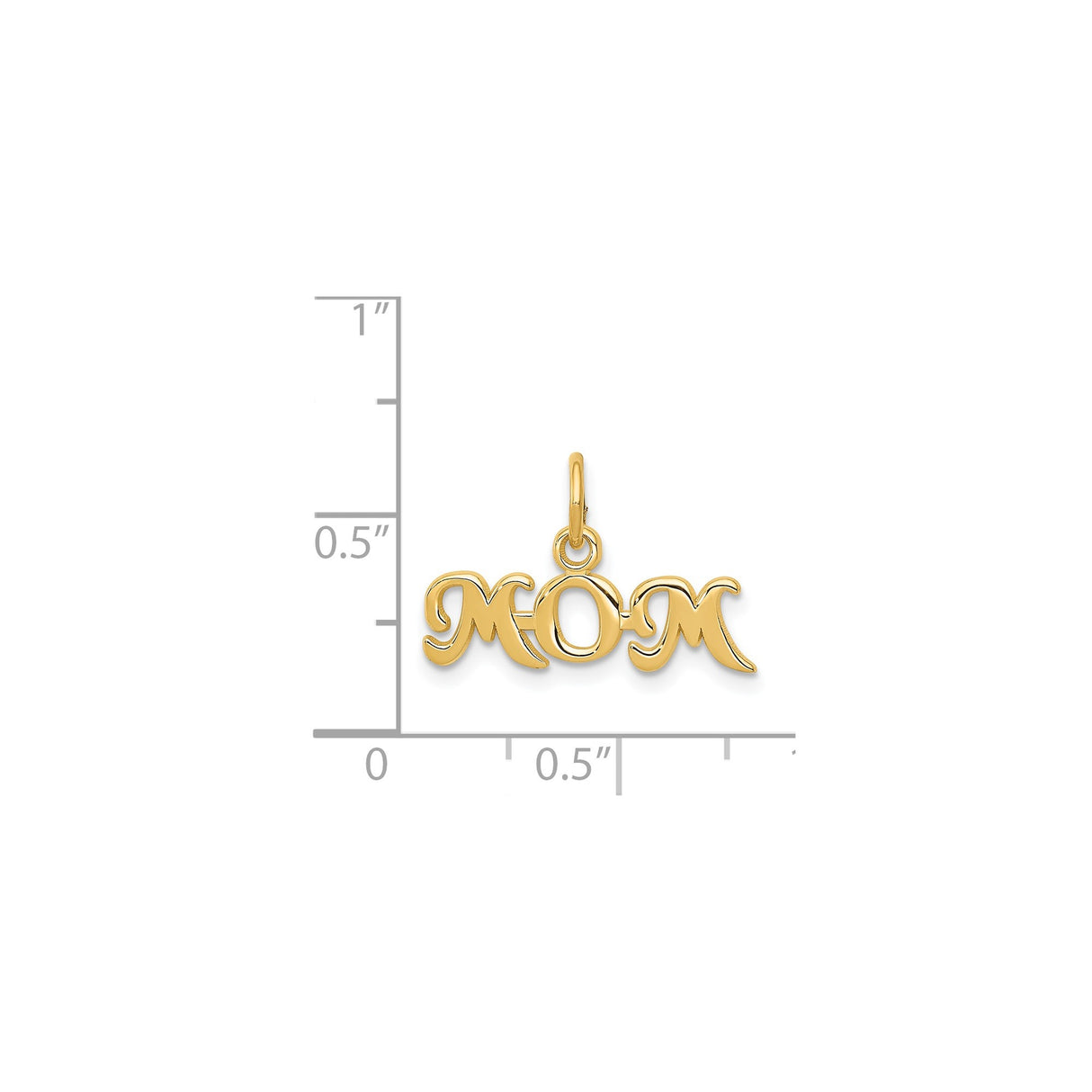 14k Yellow Gold Mom Pendant, Script Handwritten Style Charm Representing Motherhood and Love