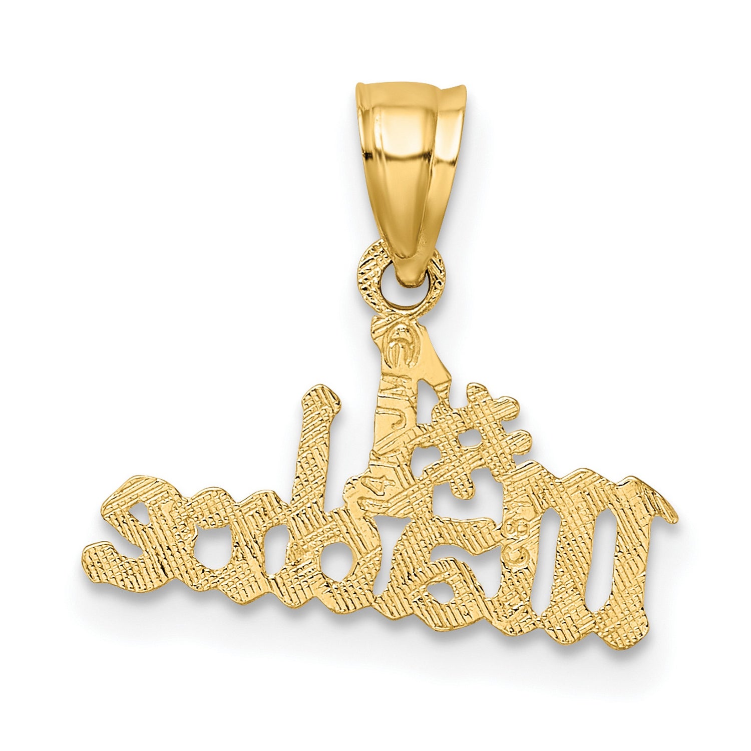 14k Yellow Gold Madre Pendant with Gothic Lettering, Latin-Inspired Charm for Women