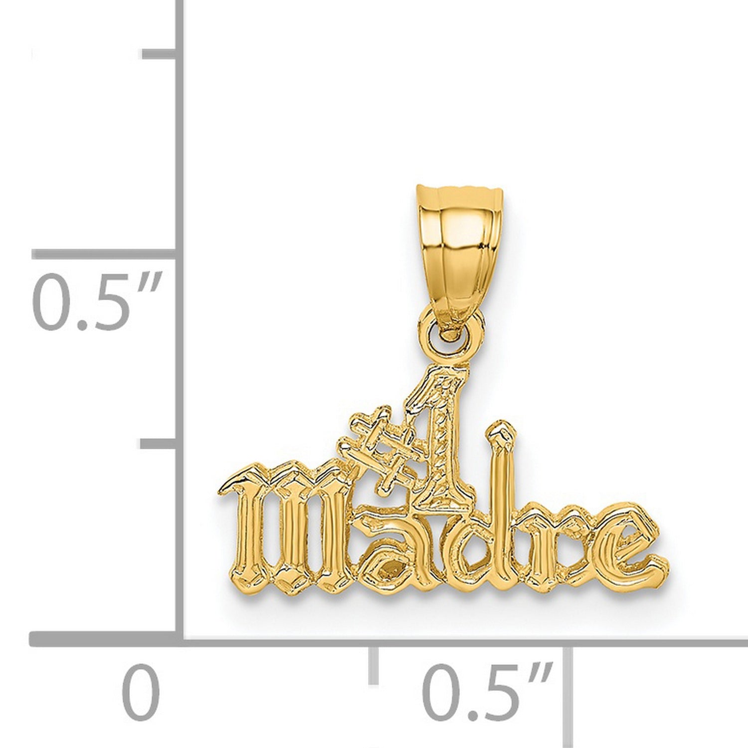 14k Yellow Gold Madre Pendant with Gothic Lettering, Latin-Inspired Charm for Women