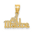 14k Yellow Gold Madre Pendant with Gothic Lettering, Latin-Inspired Charm for Women