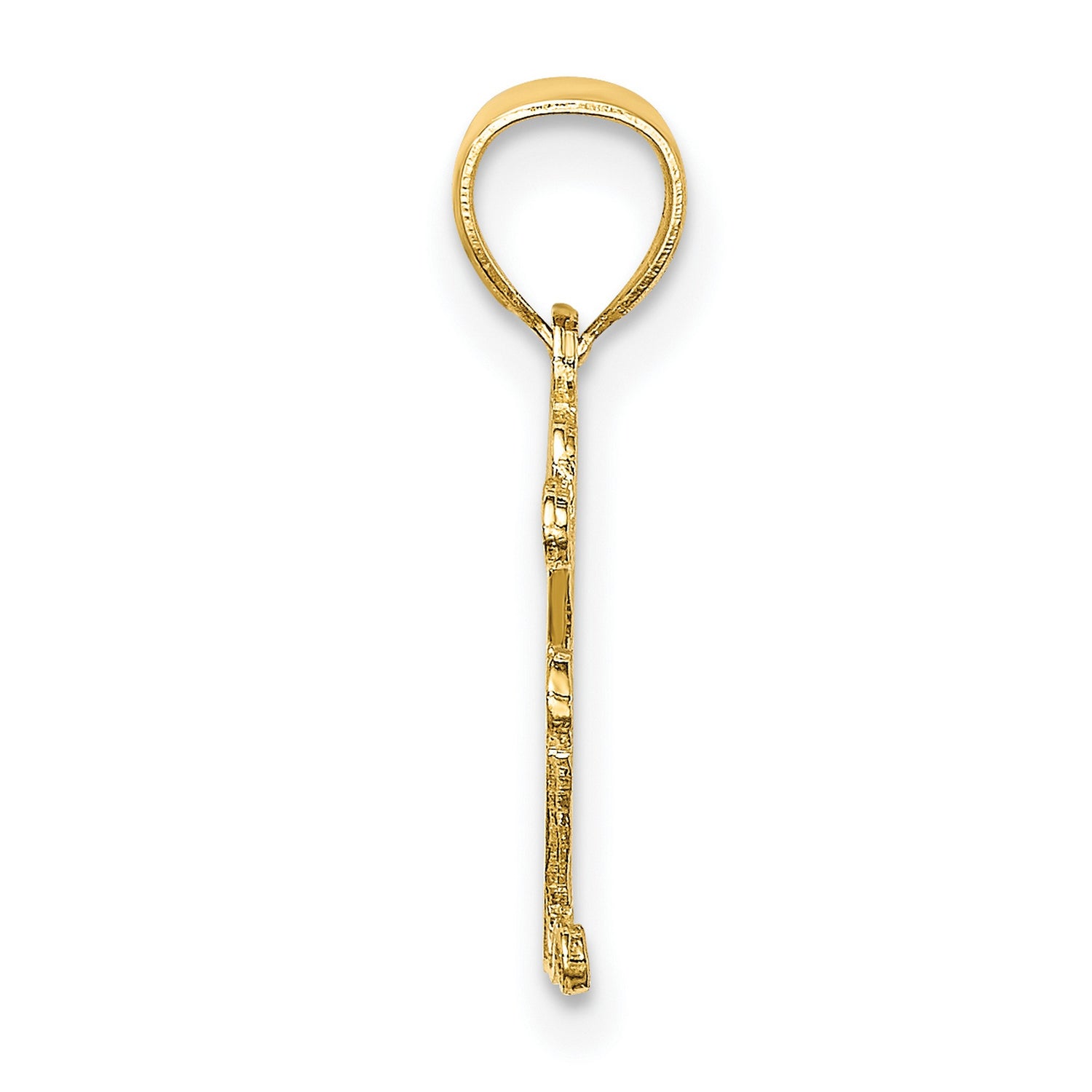 14k Yellow Gold Pendant, Script Mom Design with Heart Detail, Mothers Charm Jewelry