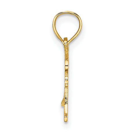 14k Yellow Gold Super Mom Pendant, Bold Lettering, Motherhood and Strength Theme for Women