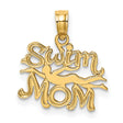 14k Yellow Gold Swim Mom Pendant with Swimmer Silhouette, Sports Charm for Women