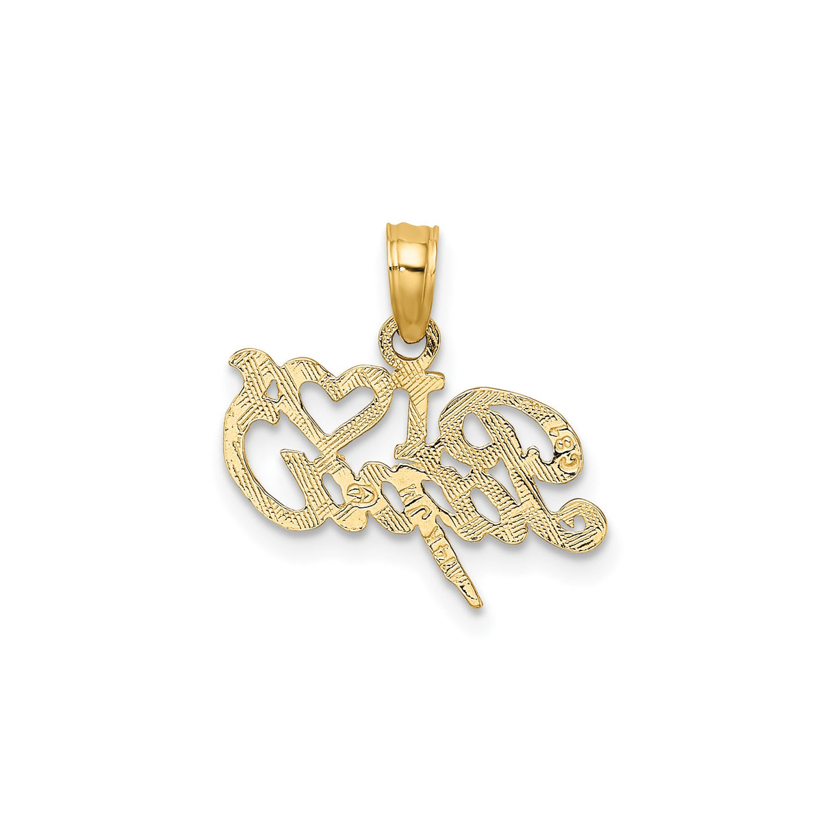 14k Yellow Gold I Love Papa Pendant, Heart Charm with Script Text, Sentimental Jewelry for Dad