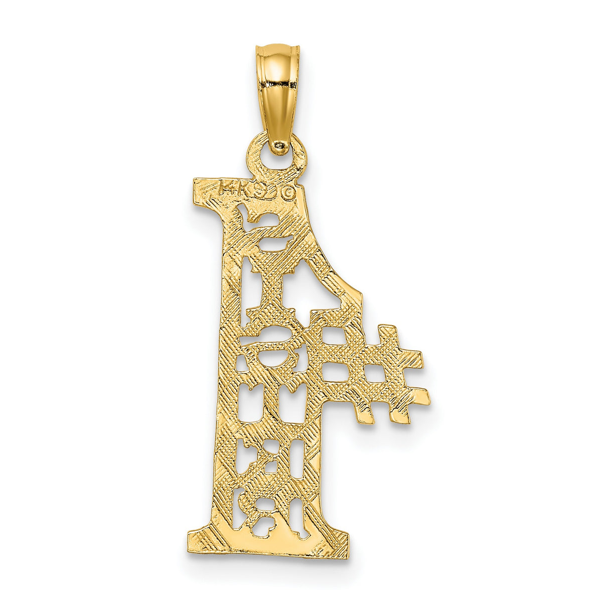 14k Yellow Gold Pendant, Number One Sister Charm, Family Bond and Love Theme