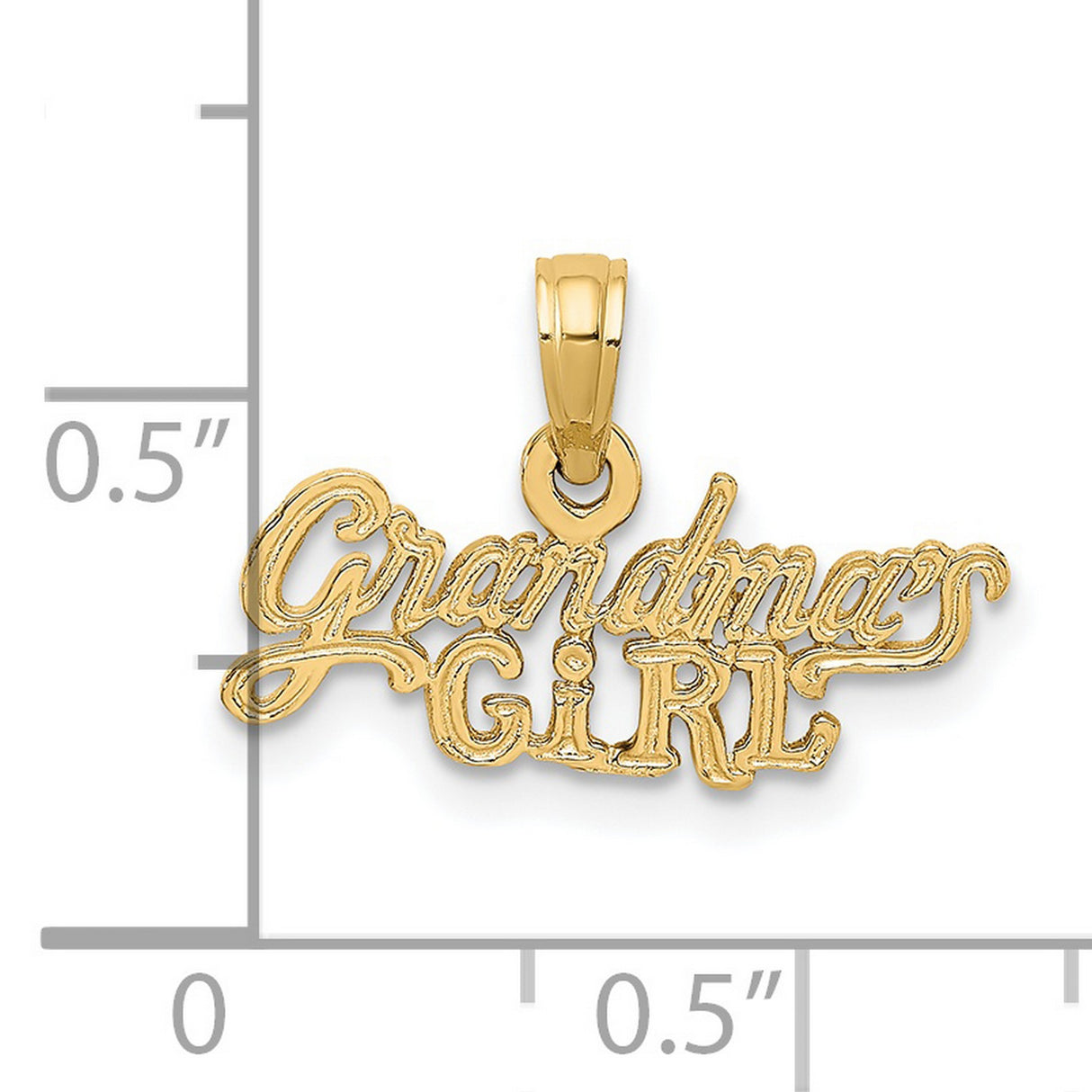 14k Yellow Gold Pendant with Grandmas Girl Script Engraving, Sentimental Family Charm