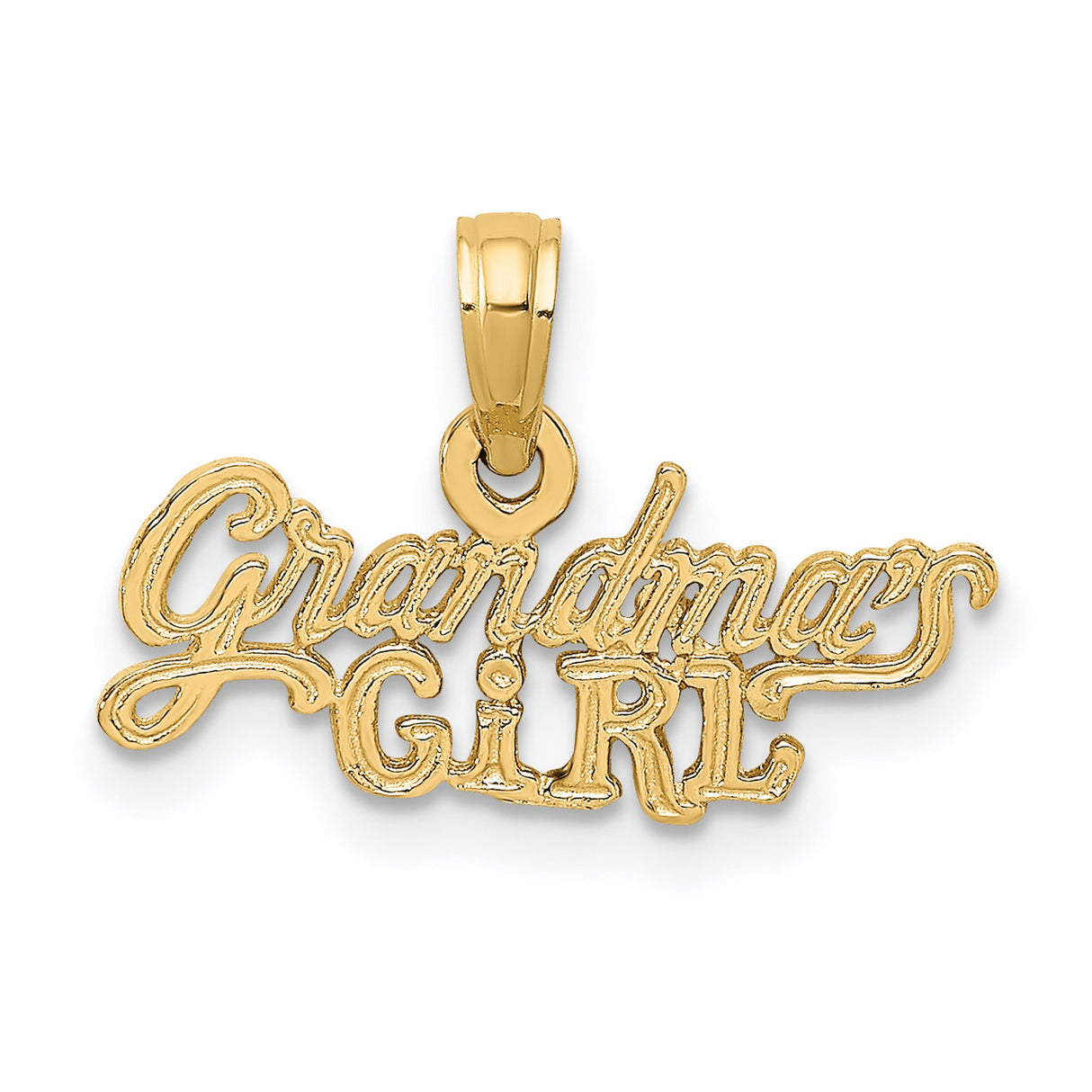 14k Yellow Gold Pendant with Grandmas Girl Script Engraving, Sentimental Family Charm