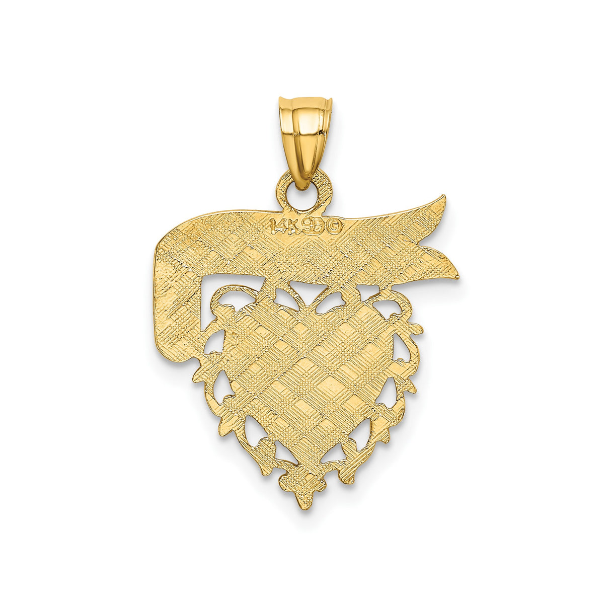 14k Yellow Gold Heart Filigree Pendant, Daddys Girl Charm, Sentimental Jewelry for Women