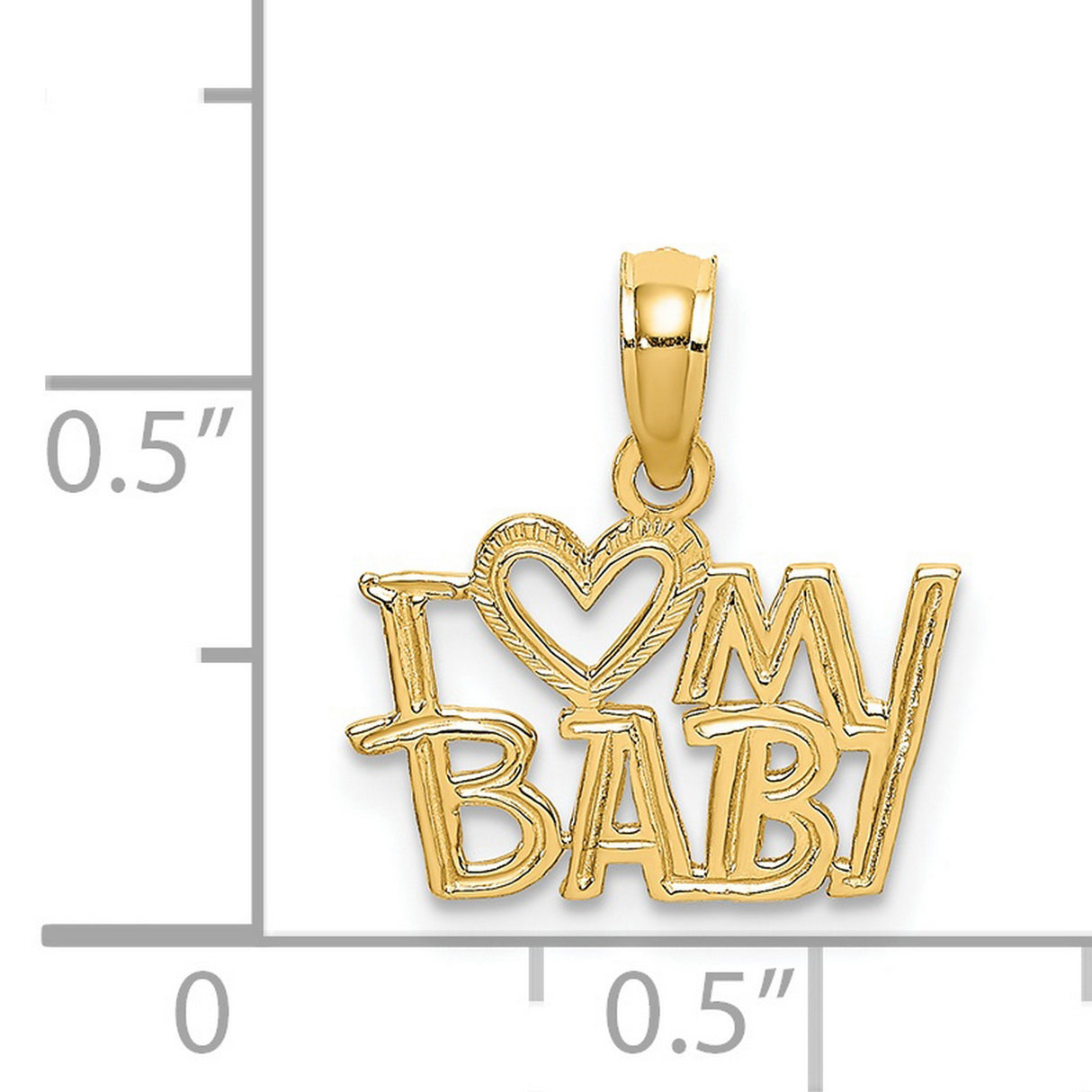 14k Yellow Gold Pendant, I Heart My Baby Charm, Sentimental Love Jewelry for Women or Unisex
