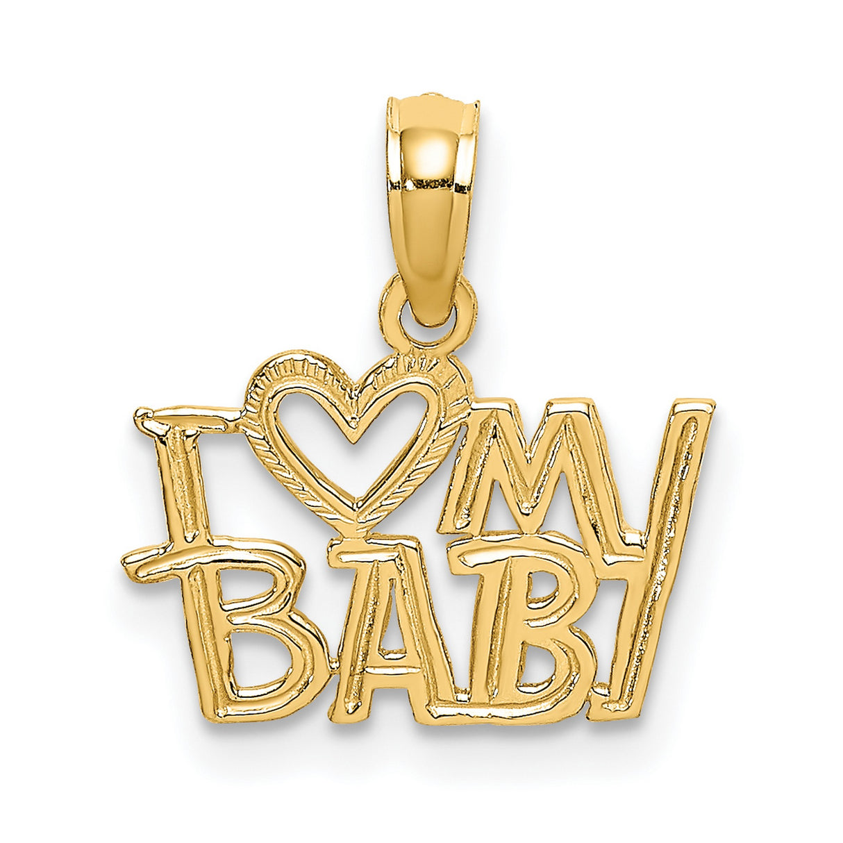 14k Yellow Gold Pendant, I Heart My Baby Charm, Sentimental Love Jewelry for Women or Unisex